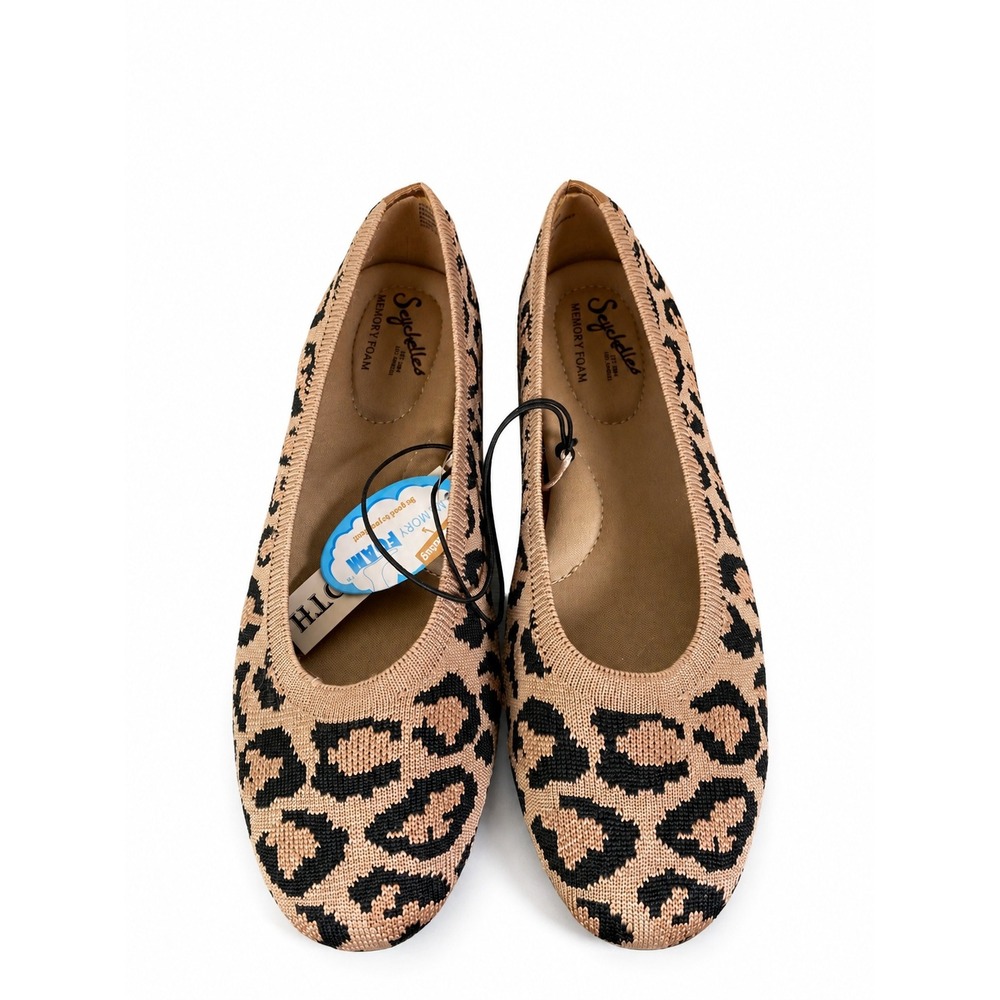 Seychelles Memory Foam Leopard Print Ballet Flats Women 6.5W Brown Knit